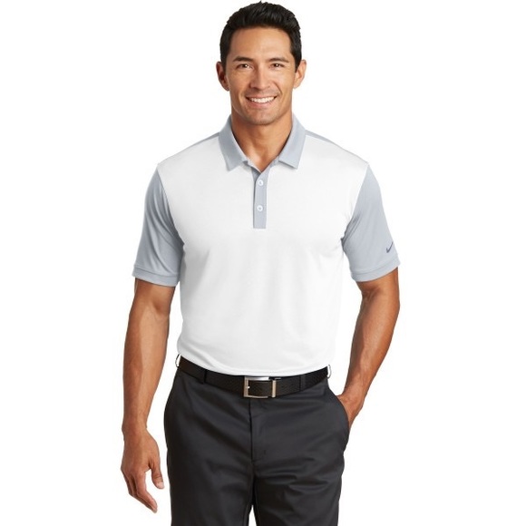 NWT Nike Dri-FIT Colorblock Icon Modern Fit Polo White / Wolf Grey, Size XL - Picture 5 of 12